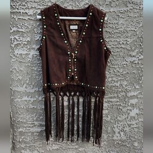 TASHA POLIZZI COLLECTION‎ RARE LEATHER FRINGED VEST